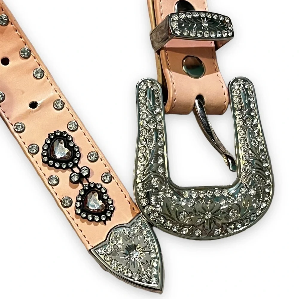 Kids Nocona Western Belt Pink Silver Jewels 20”